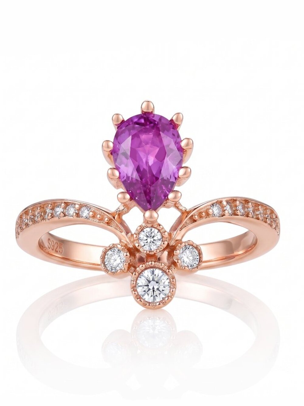 Charmed Aroma Purple Amethyst Ring, size 7, 925 Sterling Silver